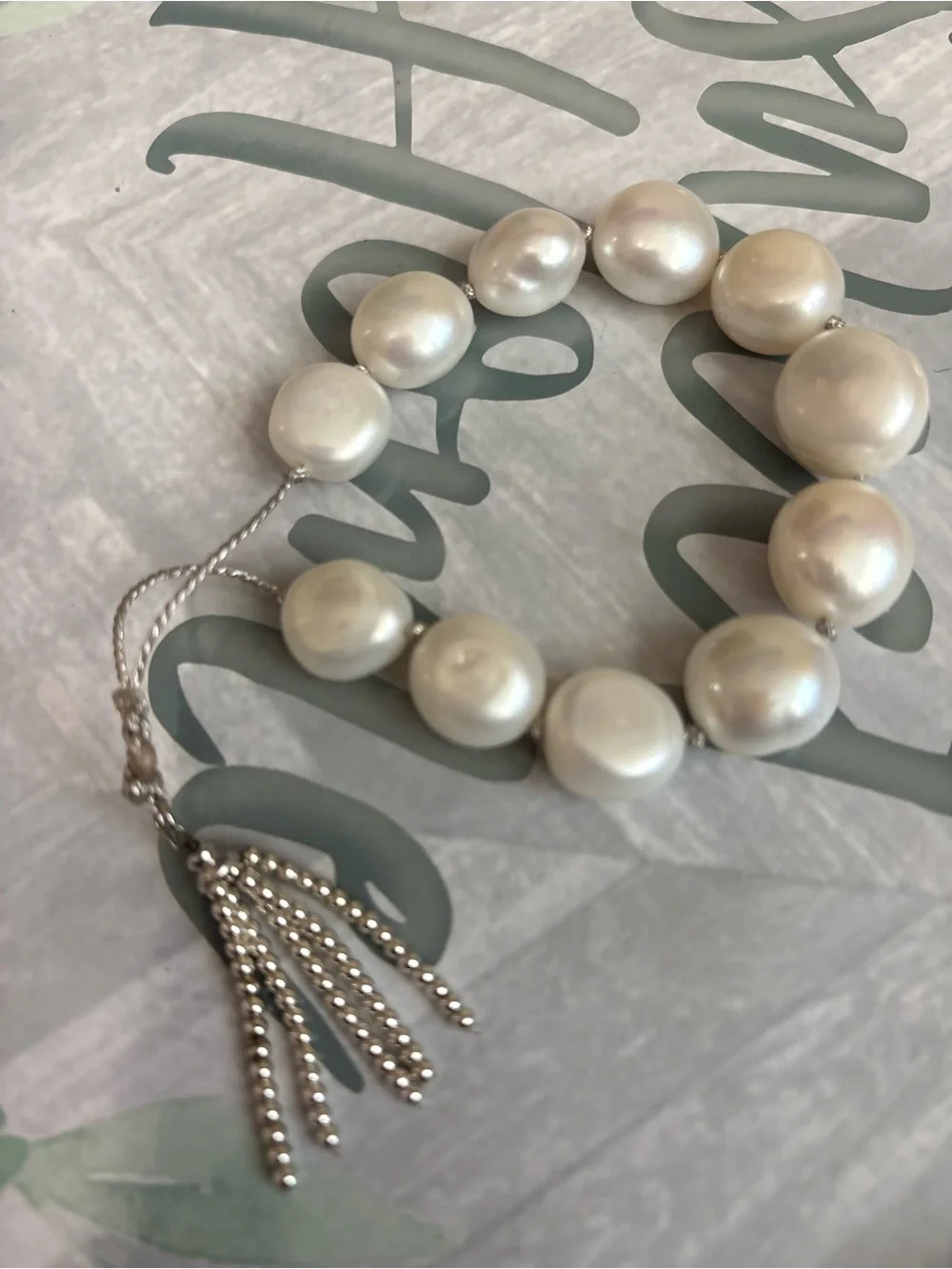 Genuine freshwater Baroque pearl adjustment bracelet with Tassel